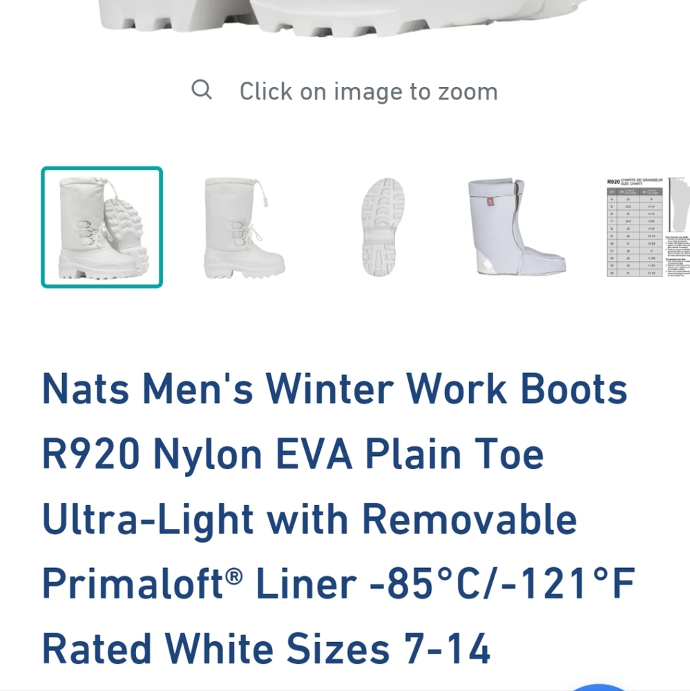 NWT NAT'S Men's sz 13 Winter Workboot with removable Primaloft liner - Picture 2 of 6